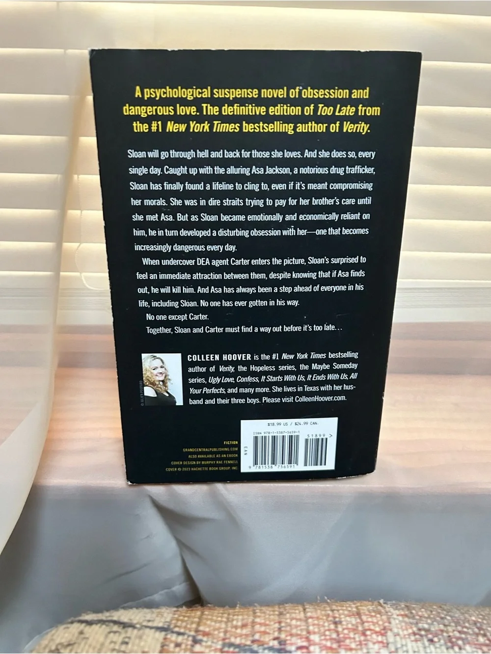 Colleen Hoover 'Too Late' Black Paperback Novel